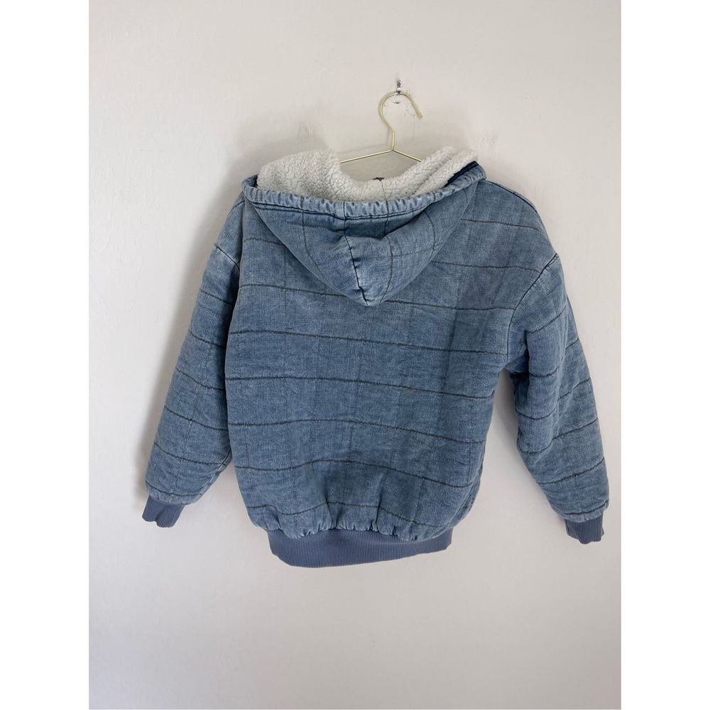 AERIE Sherpa Lining Denim Puffer Jacket Size Small - Picture 4 of 7